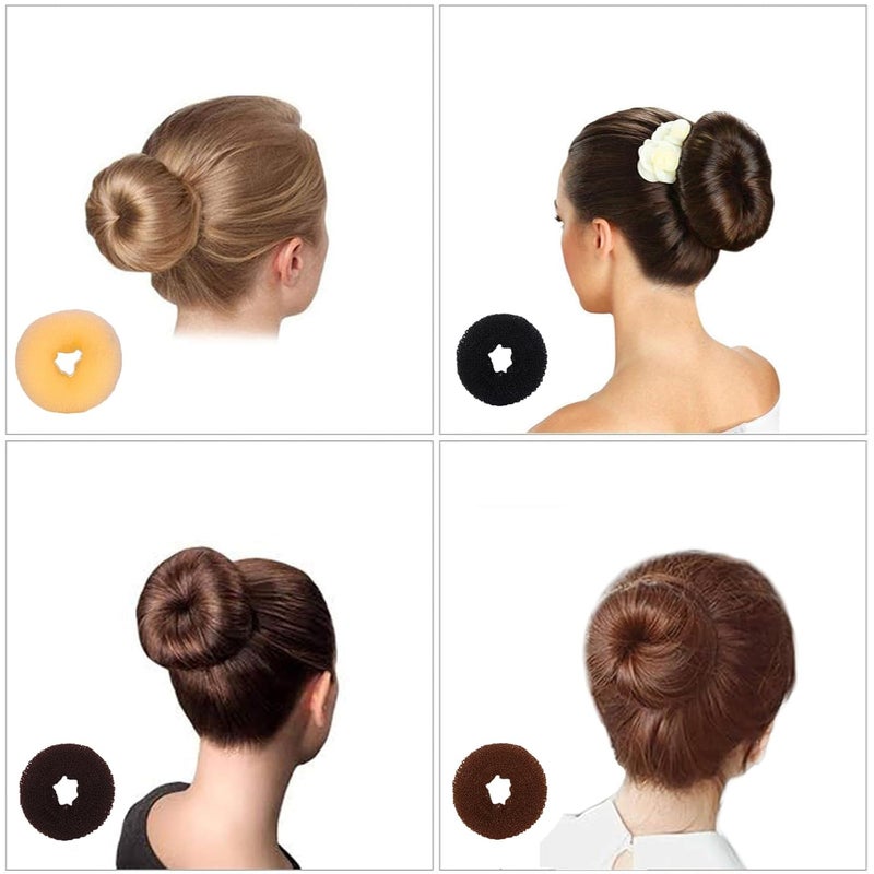FORESRUM 10 Pcs Hair Bun Maker - Donut Bun Maker for Hair(5 medium and 5 small),Ballet Bun for Women and Kids with Elastic Hair Ties, Hair Pins(Golden) - Image 5